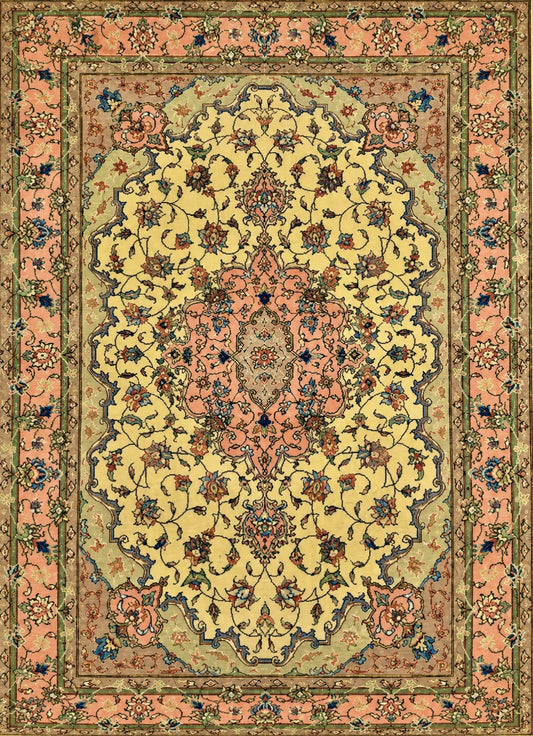 Hand-Knotted Persian Tabriz Rug - 3'4"x6'