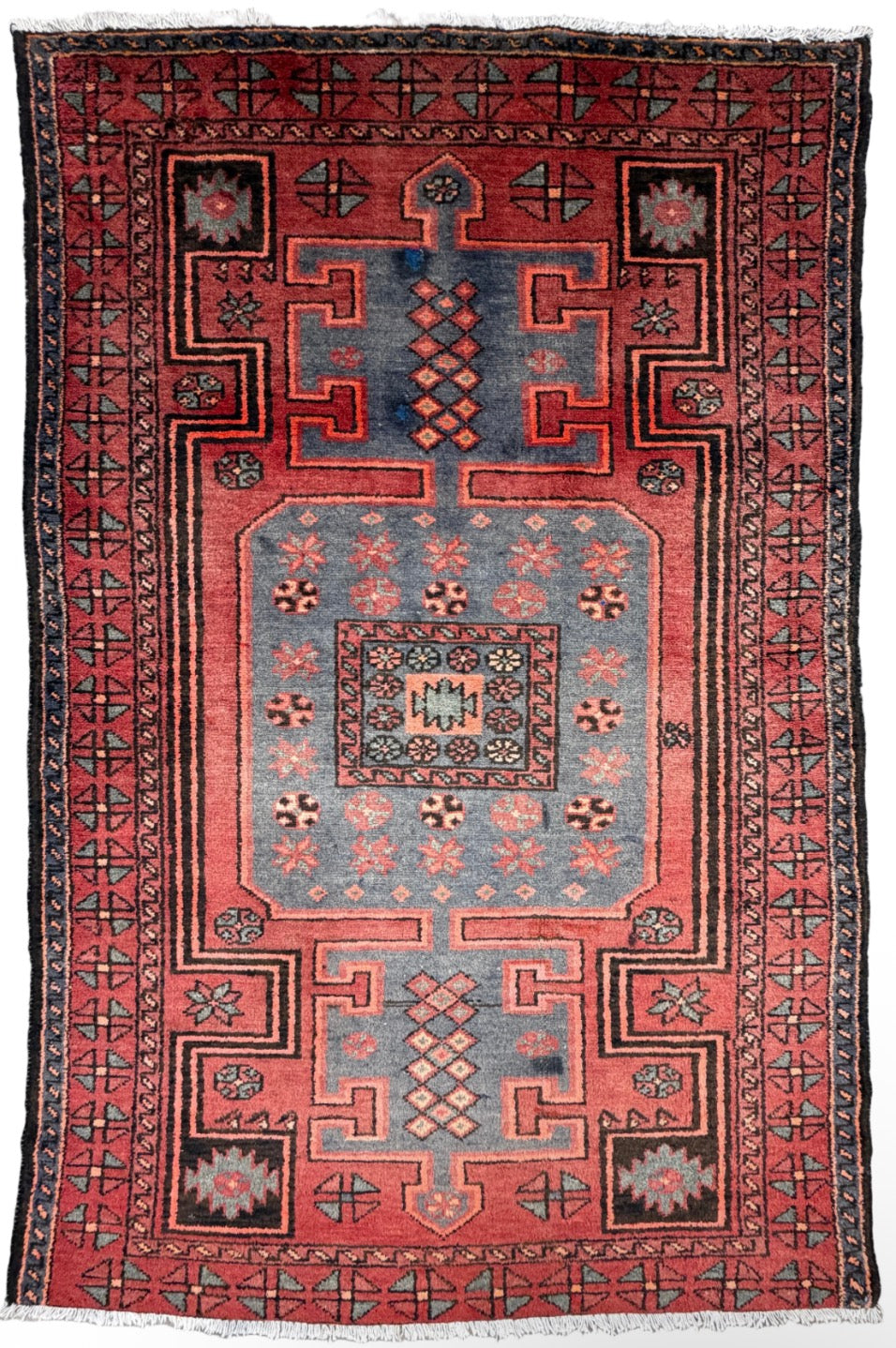 Hand-Knotted Persian Hamadan Rug - 4'2"x6'5"