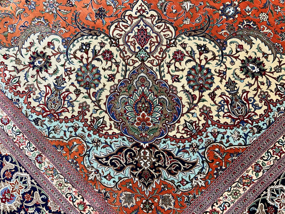 9'10"x13'11" Exquisite Signed Hand-Knotted 100% Silk Qume Rug