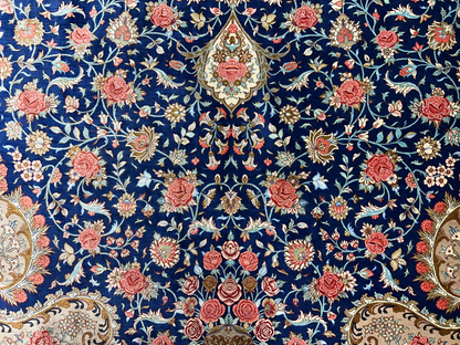 9'11"x13'6" Exquisite Signed Hand-Knotted 100% Silk Qume Rug
