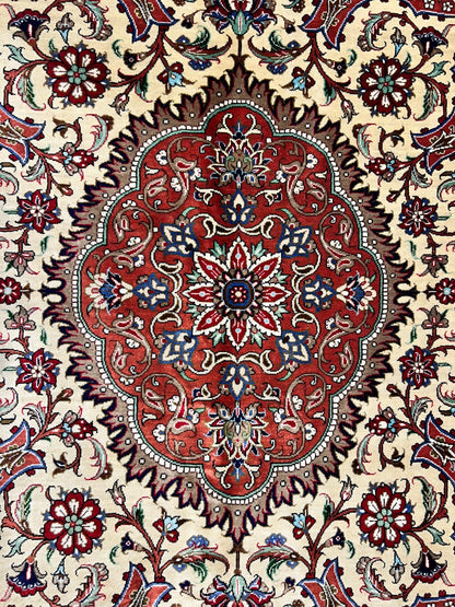 9'10"x13'11" Exquisite Signed Hand-Knotted 100% Silk Qume Rug