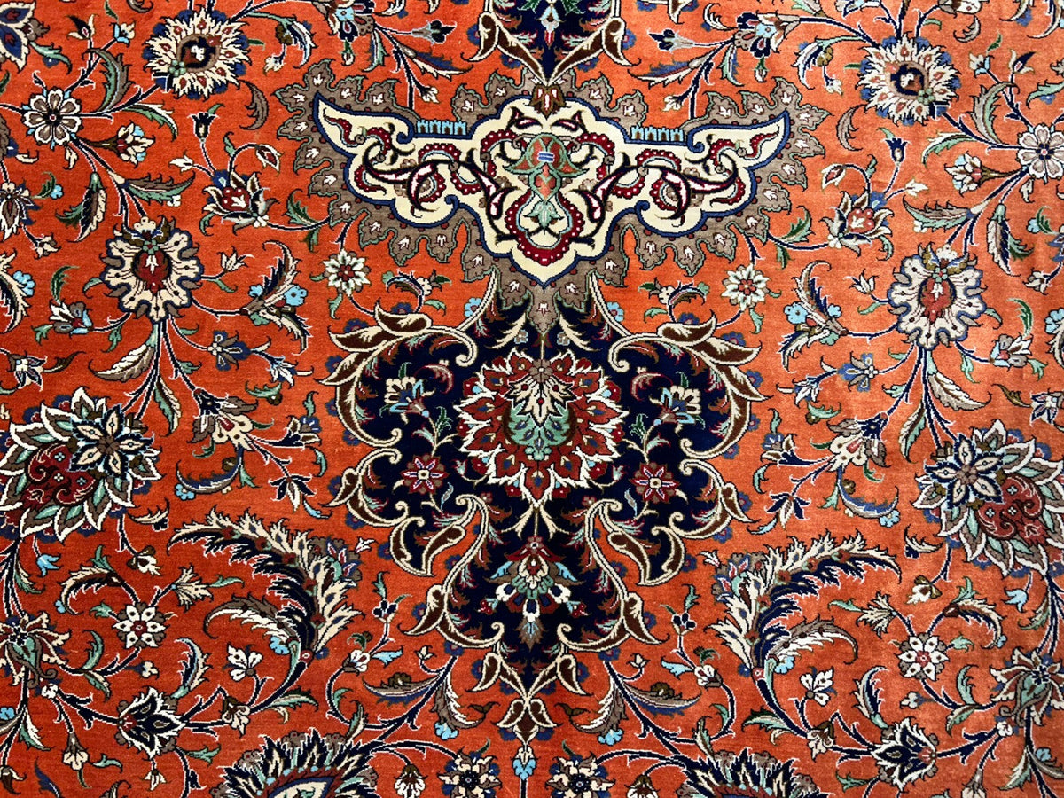 9'10"x13'11" Exquisite Signed Hand-Knotted 100% Silk Qume Rug