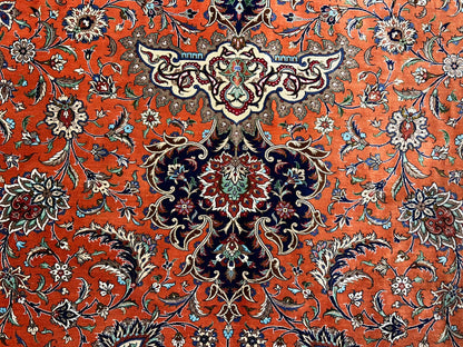 9'10"x13'11" Exquisite Signed Hand-Knotted 100% Silk Qume Rug