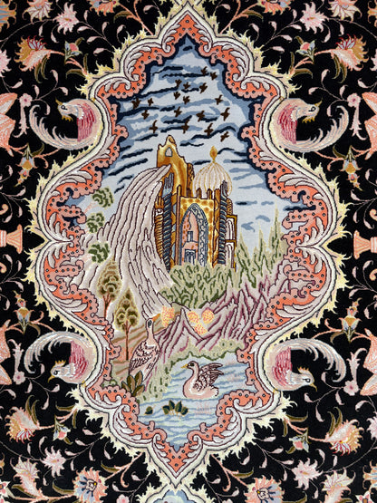 Hand-Knotted-60-Raj-Persian-Tabriz-Rug-6x10-7x10