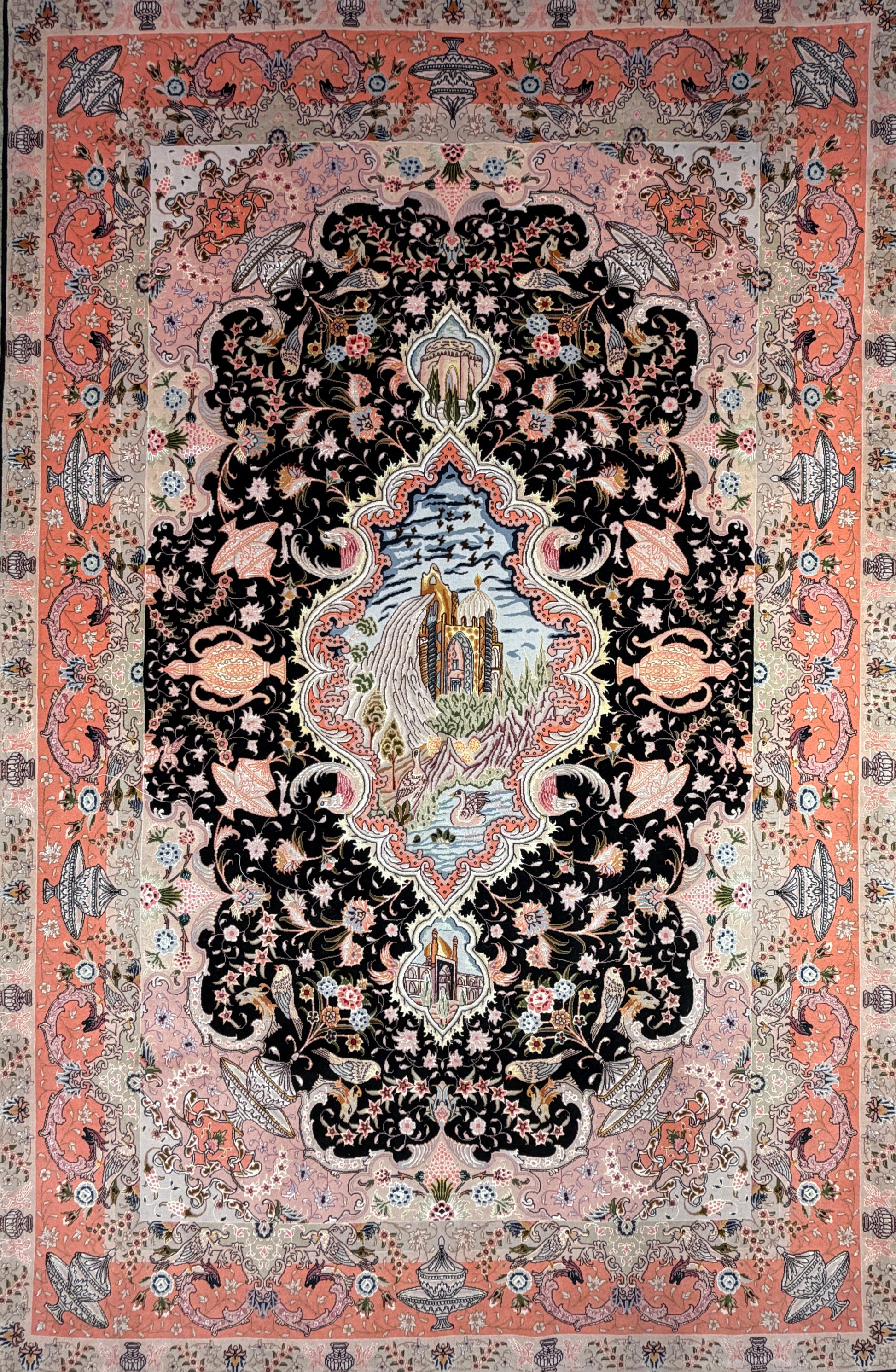 Hand-Knotted-60-Raj-Persian-Tabriz-Rug-6x10-7x10