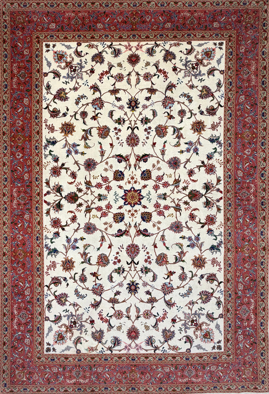 Hand-Knotted 60 Raj Persian Tabriz Rug - 6’8”x9’7”