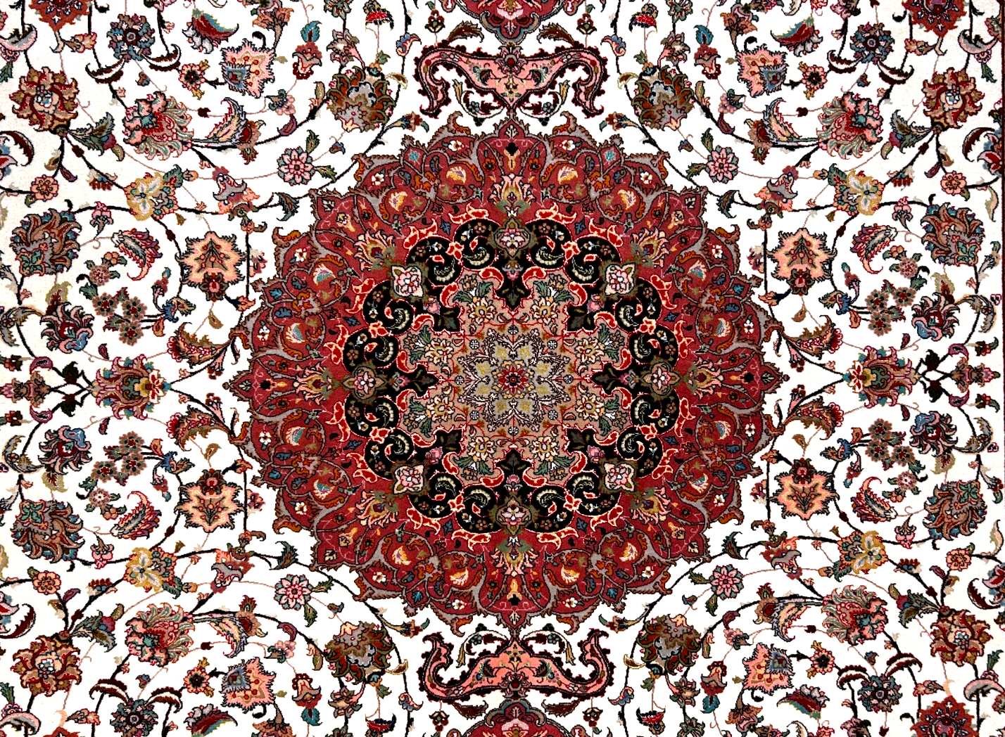 8'3"x11'3" Fine Hand-Knotted Wool & Silk Tabriz Rug