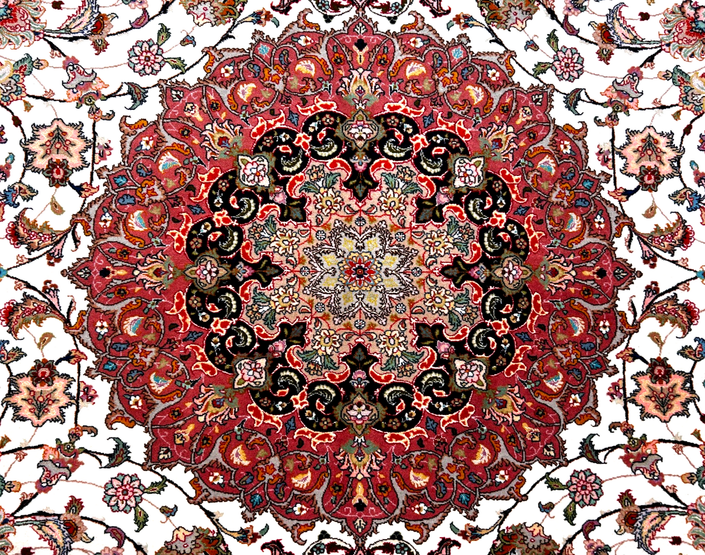 8'3"x11'3" Fine Hand-Knotted Wool & Silk Tabriz Rug