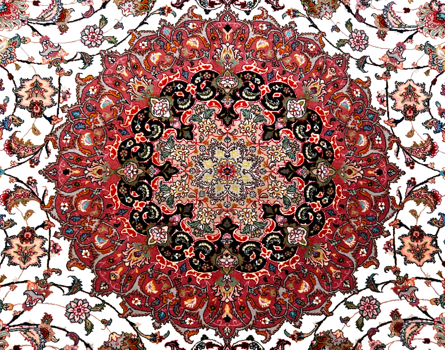 8'3"x11'3" Fine Hand-Knotted Wool & Silk Tabriz Rug