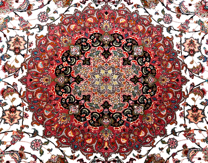 8'3"x11'3" Fine Hand-Knotted Wool & Silk Tabriz Rug