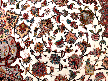 8'3"x11'3" Fine Hand-Knotted Wool & Silk Tabriz Rug