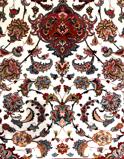 8'3"x11'3" Fine Hand-Knotted Wool & Silk Tabriz Rug