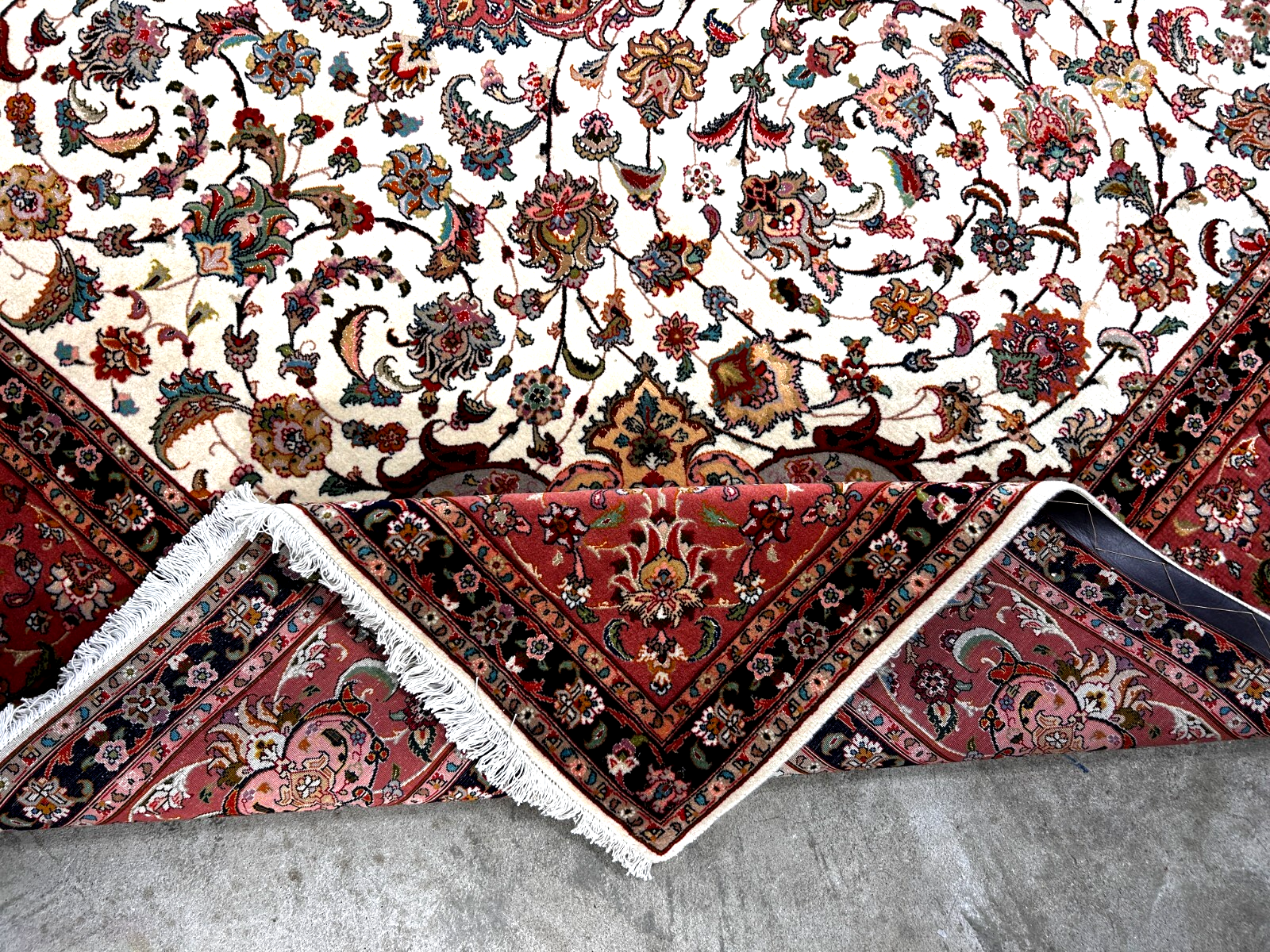 8'3"x11'3" Fine Hand-Knotted Wool & Silk Tabriz Rug