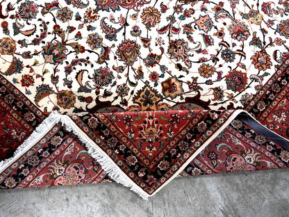 8'3"x11'3" Fine Hand-Knotted Wool & Silk Tabriz Rug