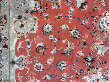 8'4"x12'3" Very Fine Hand-Knotted Wool & Silk Tabriz Rug