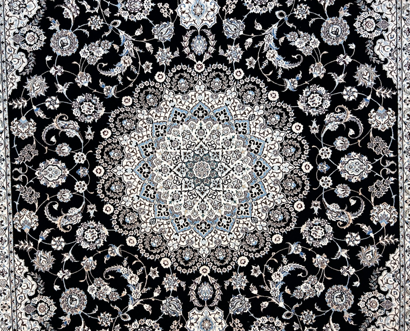  8'3"x11'10'' Very Fine Silk & Wool Habibian Nain Area Rug - Area Carpet