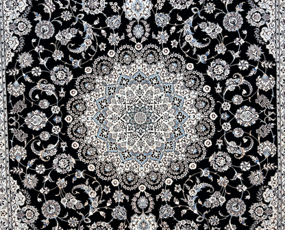  8'3"x11'10'' Very Fine Silk & Wool Habibian Nain Area Rug - Area Carpet
