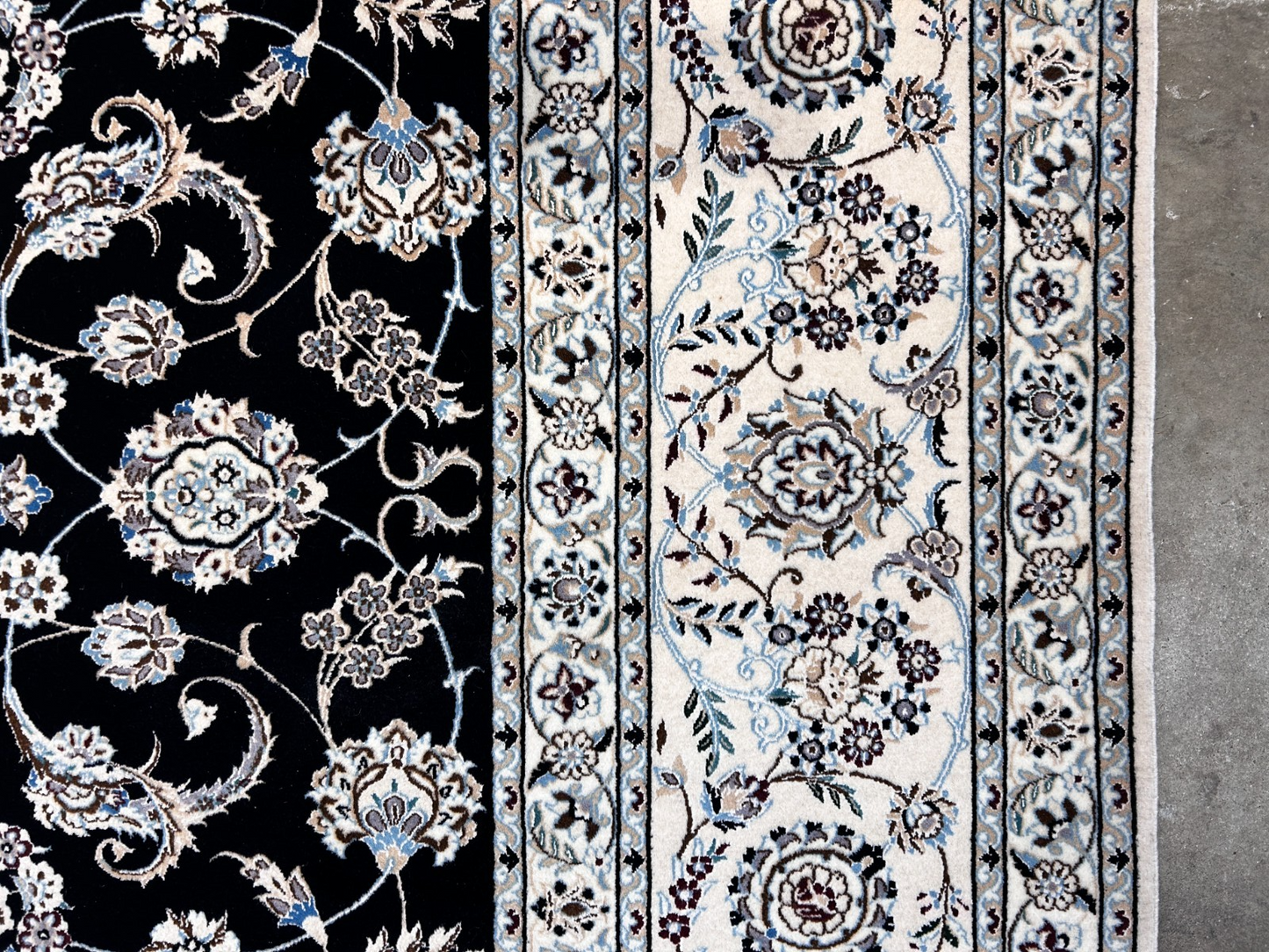  8'3"x11'10'' Very Fine Silk & Wool Habibian Nain Area Rug - Area Carpet