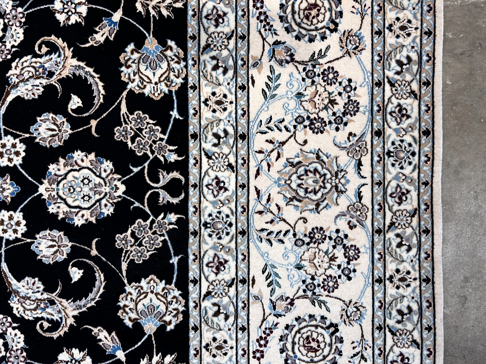  8'3"x11'10'' Very Fine Silk & Wool Habibian Nain Area Rug - Area Carpet