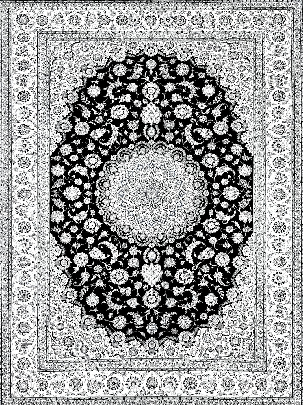 Hand-Knotted 6La Persian Nain Rug - Signed Habibian - 8x12