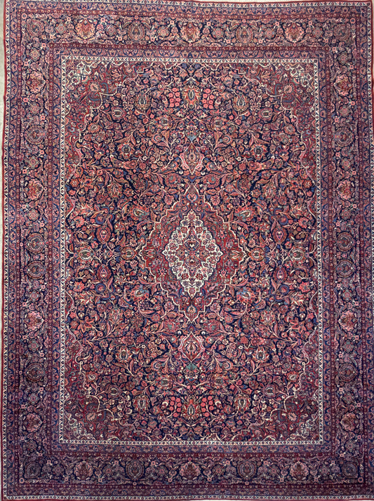Hand-Knotted-Antique-Museum-Piece-Persian-Kashan-Rug-10x14