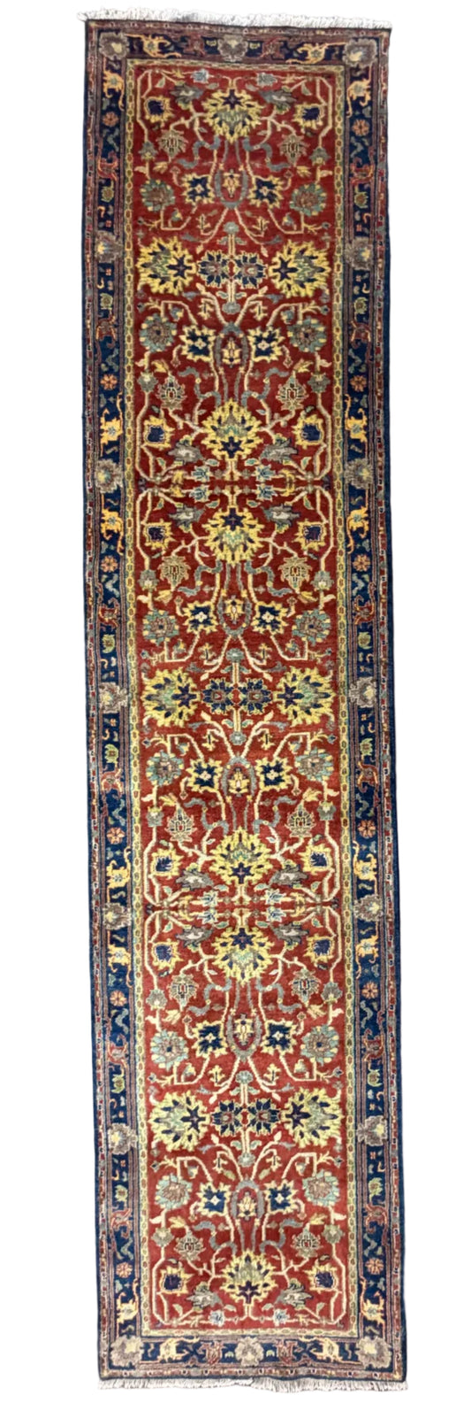 Hand-Knotted IndoHeriz Runner - 3'4"x13'11"