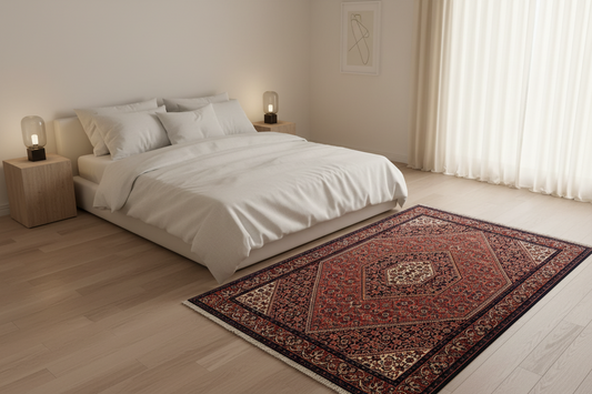 3'7"x5'8" Hand-Knotted 100% Wool Pile Persiane Bijare Rug