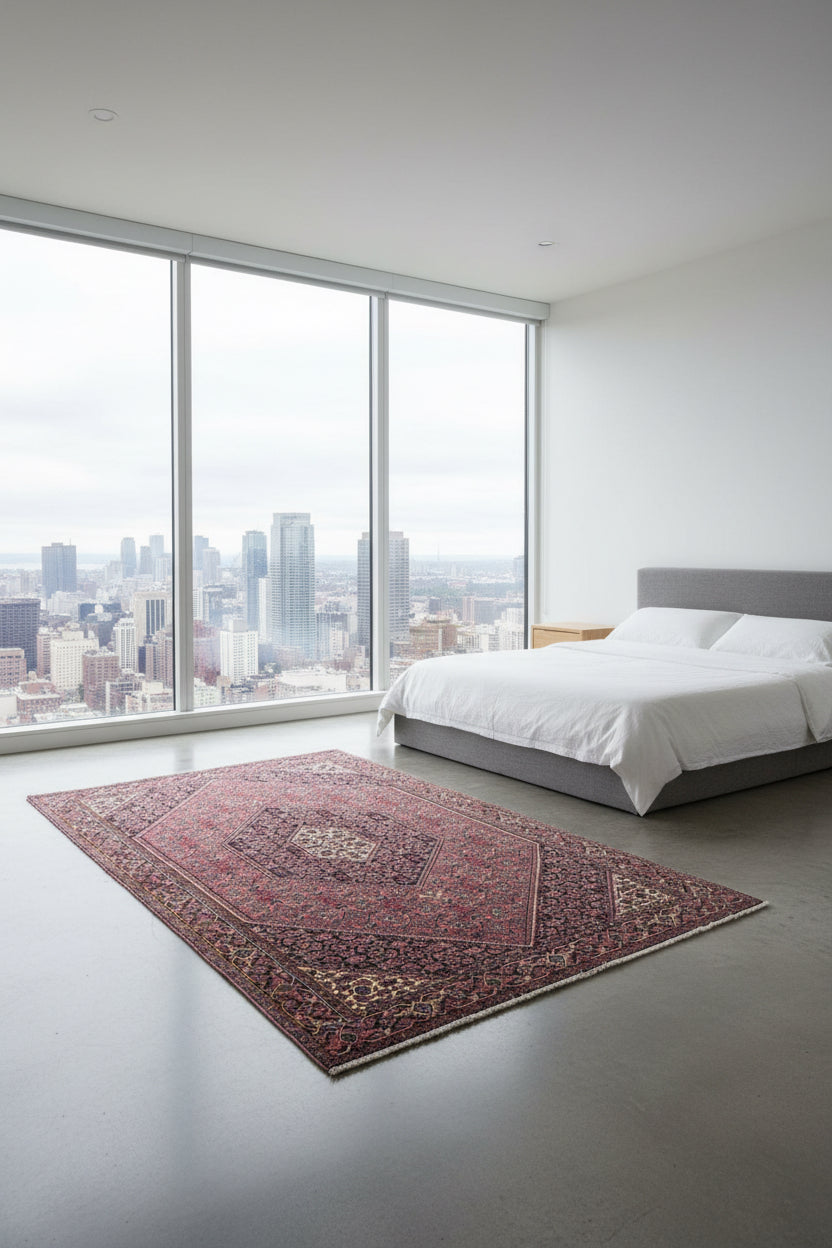 3'7"x6'1" Hand-Knotted 100% Wool Pile Bijare Carpet - Area Rug