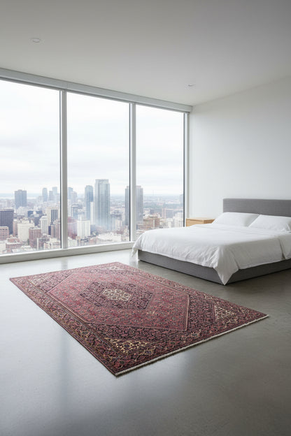 3'7"x6'1" Hand-Knotted 100% Wool Pile Bijare Carpet - Area Rug