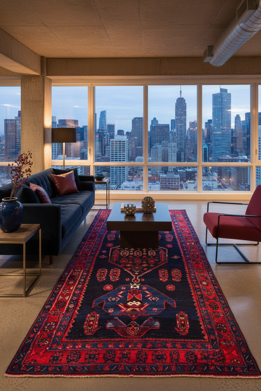 4'7" x 9'9'' Hand-Knotted 100% Lamb Wool Bidjare Area Rug