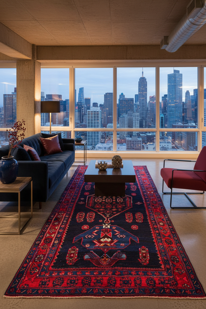 4'7" x 9'9'' Hand-Knotted 100% Lamb Wool Bidjare Area Rug