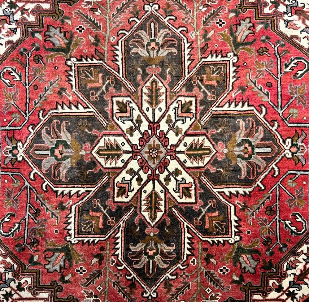 6'7"x9'5" Hand-Knotted 100% Wool Heriz Carpet - Area Rug
