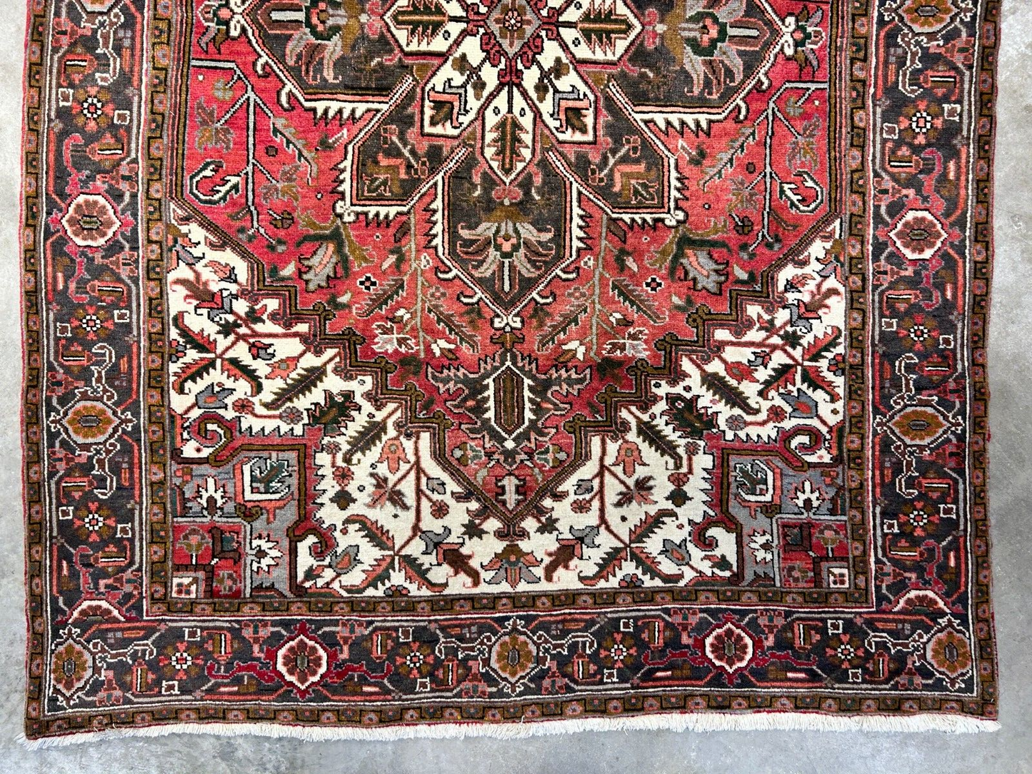 6'7"x9'5" Hand-Knotted 100% Wool Heriz Carpet - Area Rug