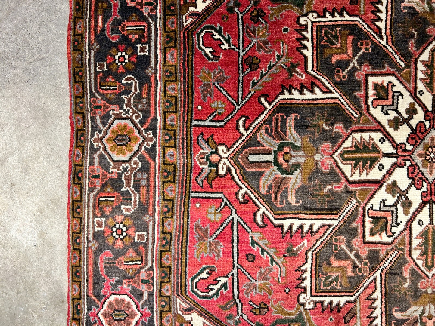 6'7"x9'5" Hand-Knotted 100% Wool Heriz Carpet - Area Rug