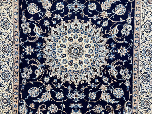 6'5"x10'1" Hand-Knotted Silk & Wool Blend Carpet - Nain Area Rug