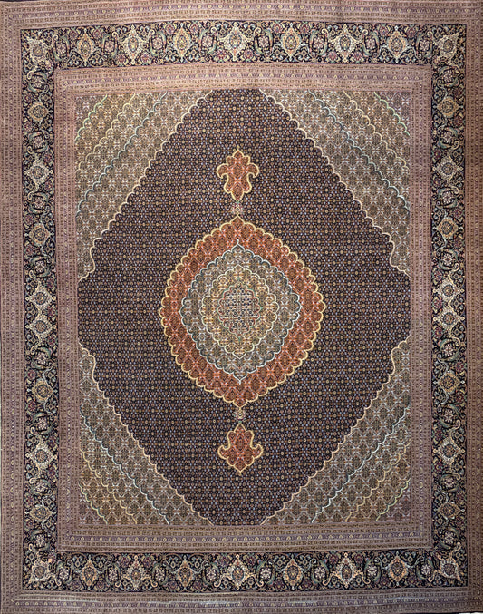 Hand-Knotted Persian Tabriz Mahi Rug - 10’x13’7”
