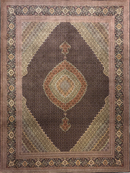 Hand-Knotted Persian Tabriz Mahi Rug - 9’11”x13’6”