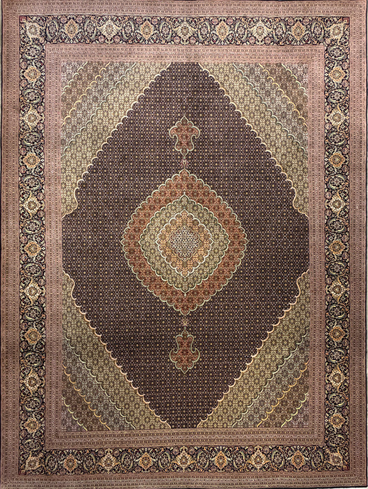 Hand-Knotted Persian Tabriz Mahi Rug - 9’11”x13’6”