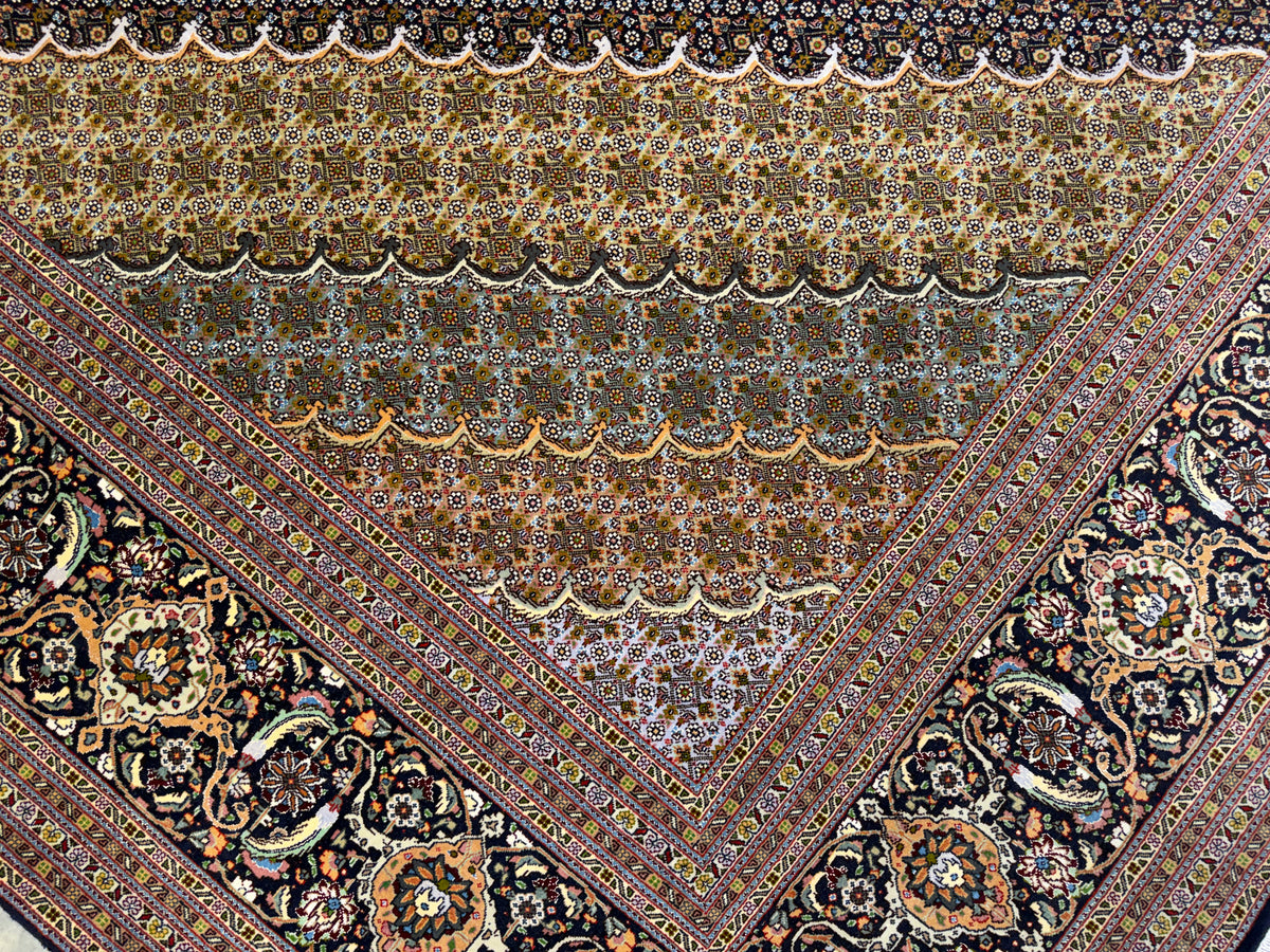 Hand-Knotted Persian Tabriz Mahi Rug - 9’11”x13’2”