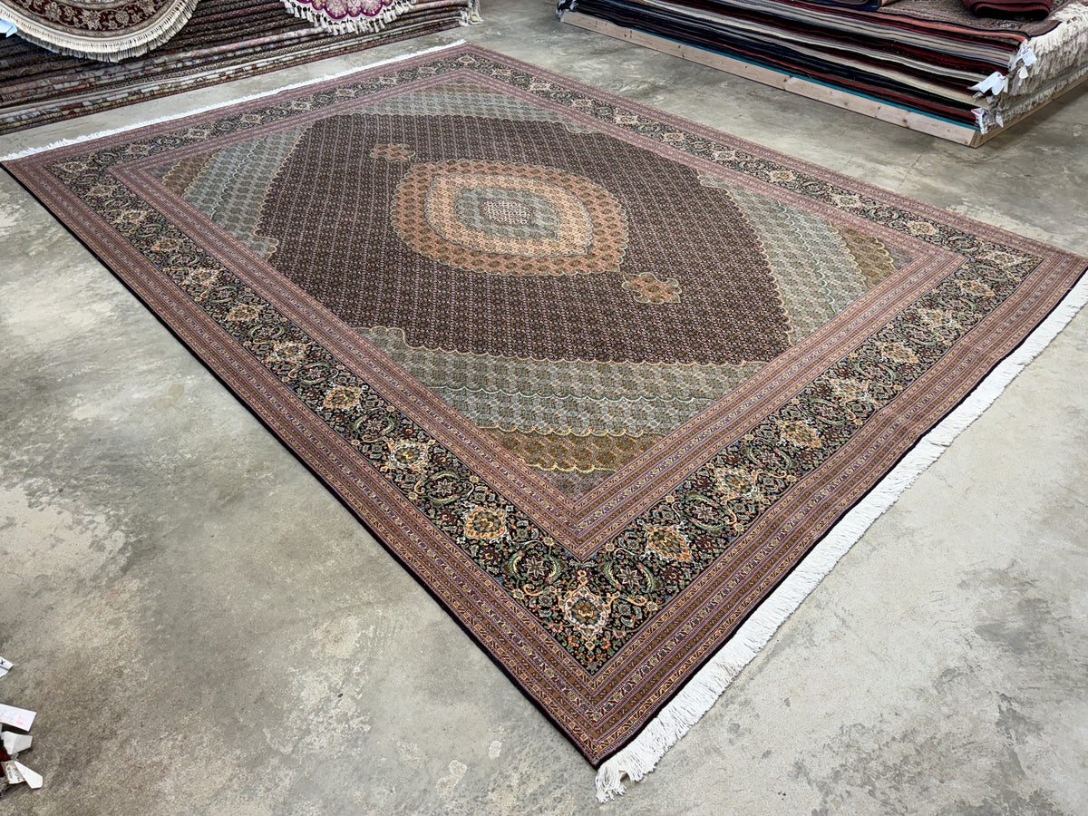 Hand-Knotted Persian Tabriz Mahi Rug - 9’9”x13’4”