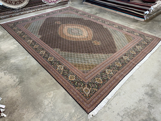 Hand-Knotted Persian Tabriz Mahi Rug - 9’9”x13’4”
