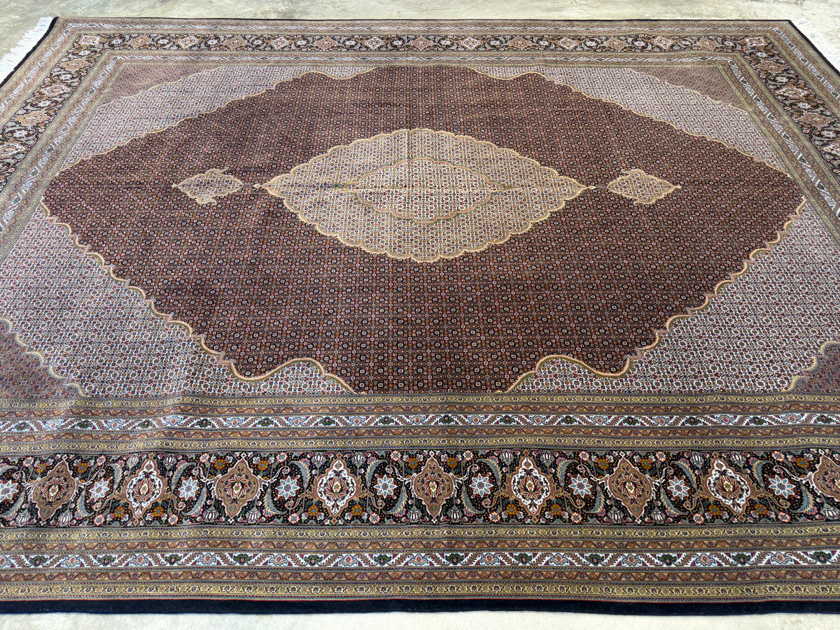 Hand-Knotted Persian Tabriz Mahi Rug - 9’8”x12’10”