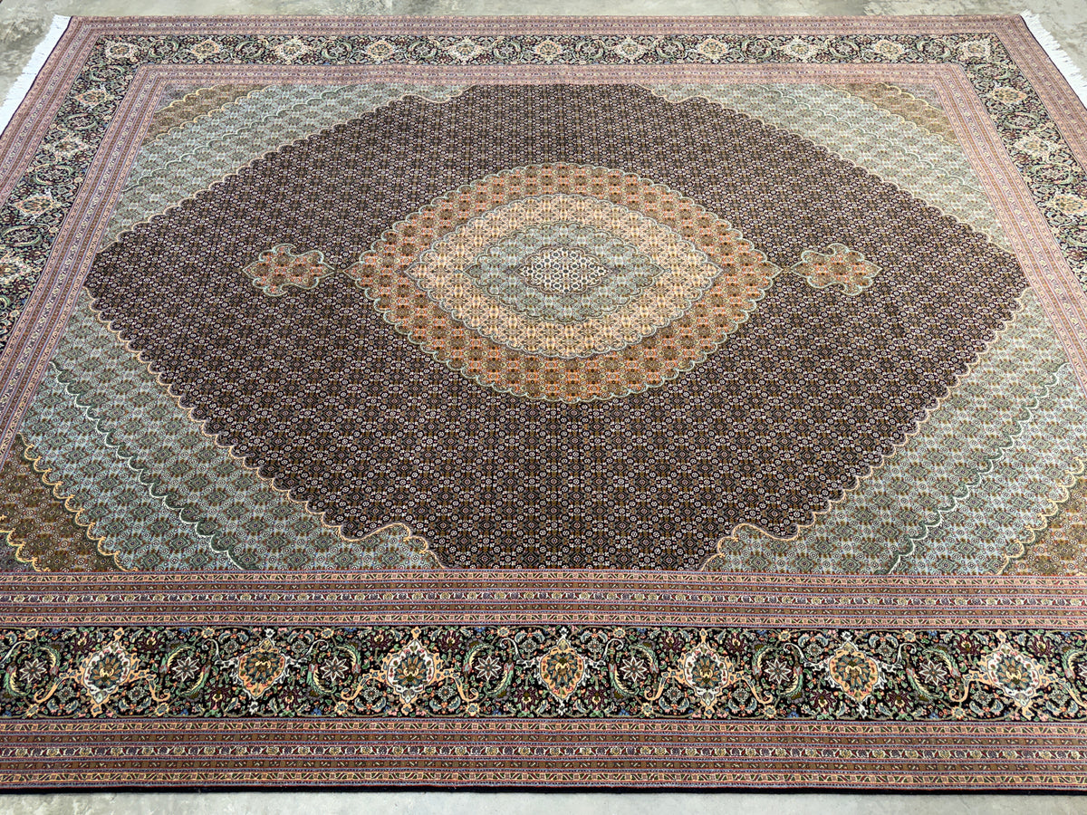 Hand-Knotted Persian Tabriz Mahi Rug - 9’9”x13’4”