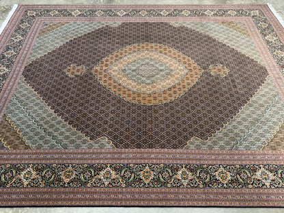 Hand-Knotted Persian Tabriz Mahi Rug - 9’9”x13’4”