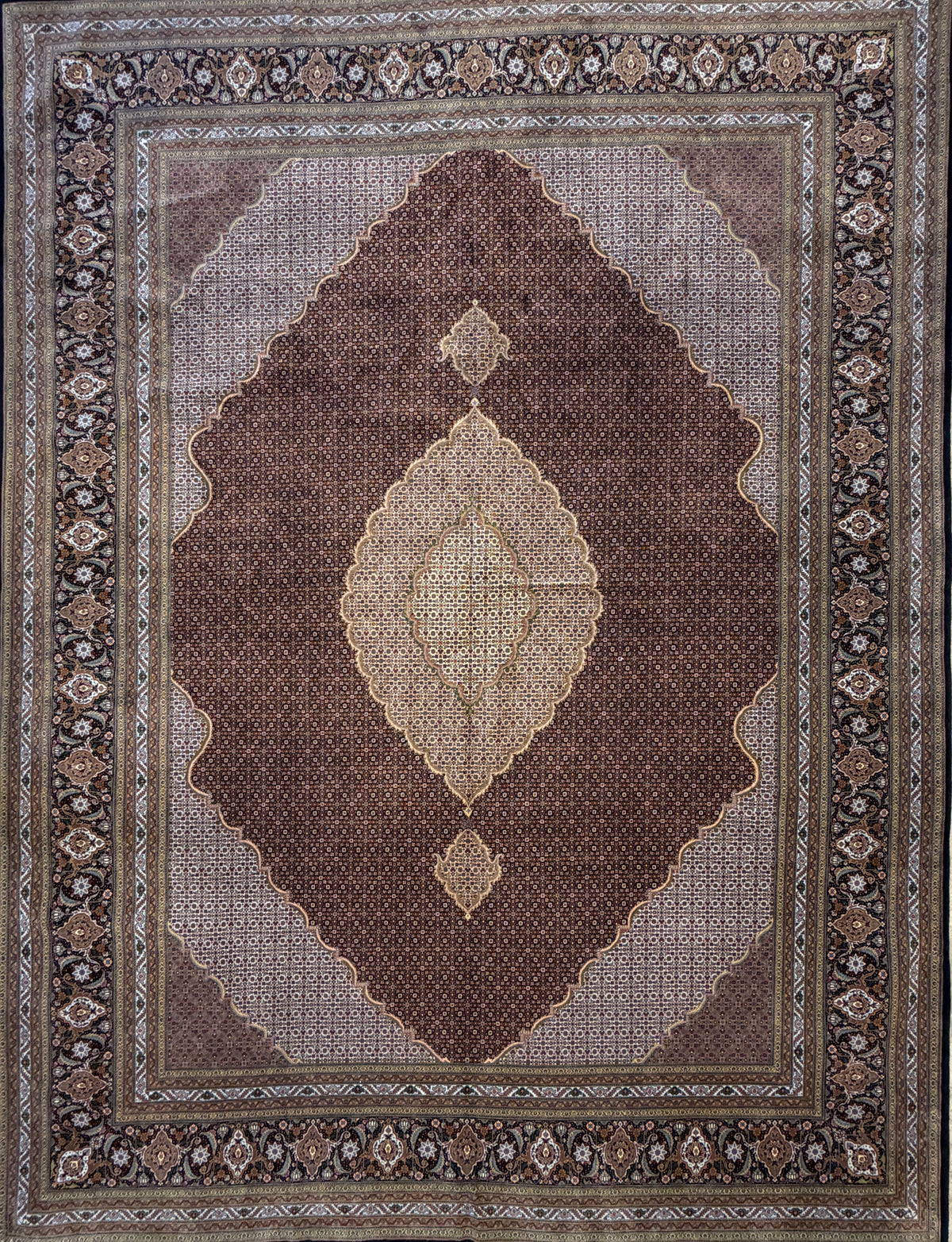 Hand-Knotted Persian Tabriz Mahi Rug - 9’8”x12’10”