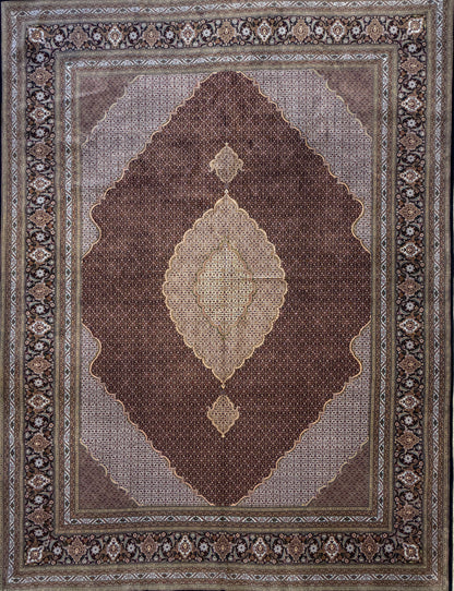 Hand-Knotted Persian Tabriz Mahi Rug - 9’8”x12’10”