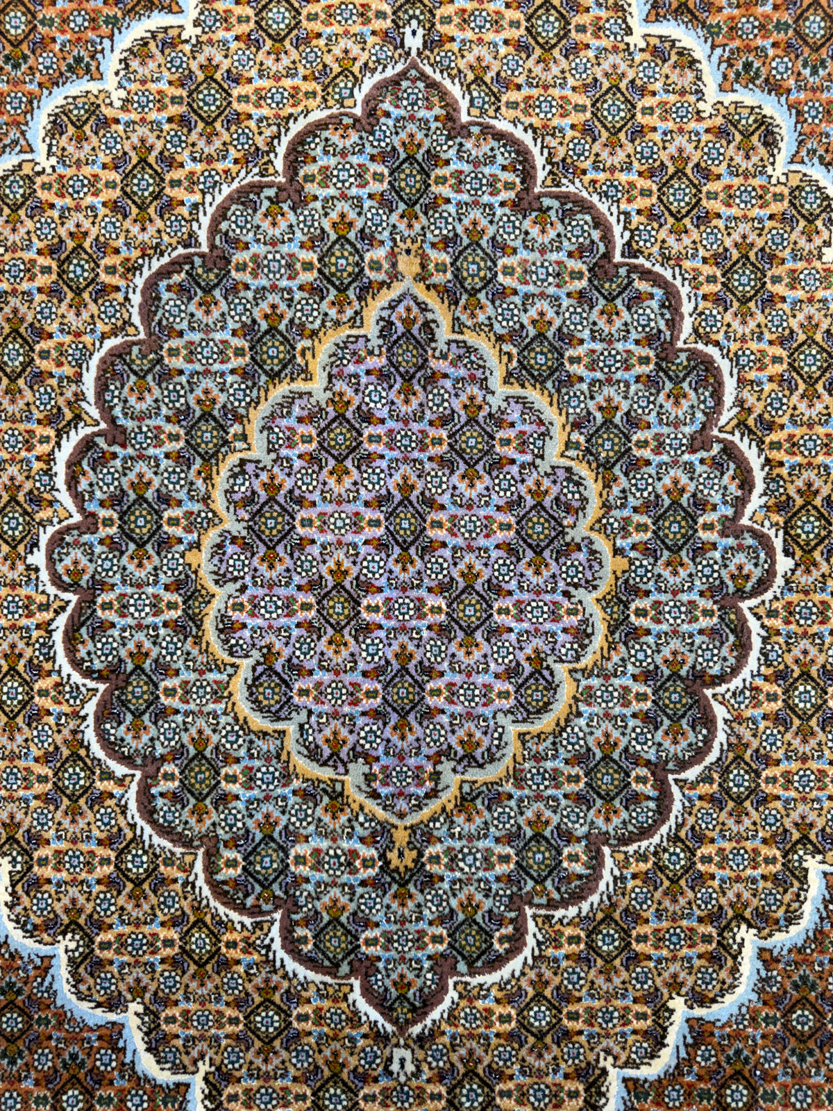 Hand-Knotted 60 Raj Persian Tabriz Mahi Rug - 10’x13’2”