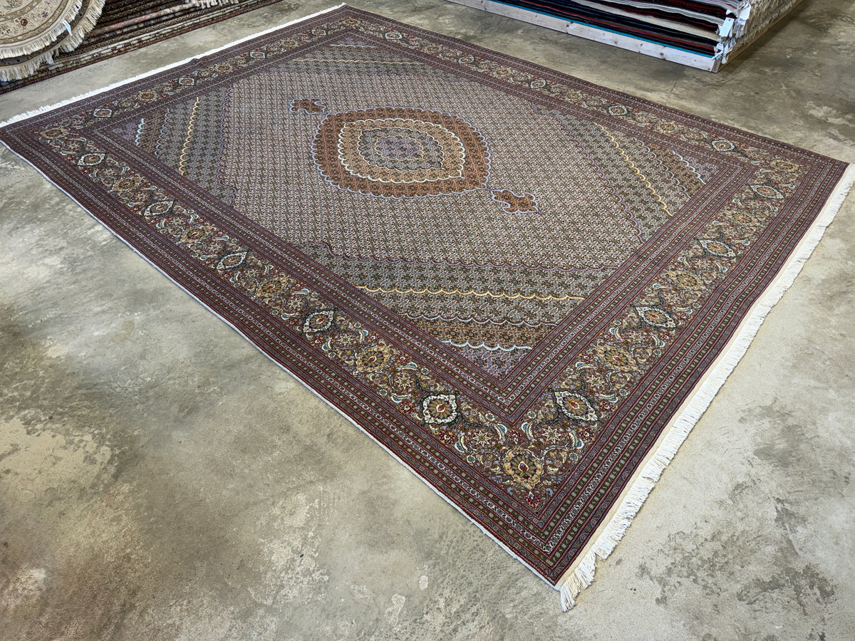 Hand-Knotted 60 Raj Persian Tabriz Mahi Rug - 10’x13’2”
