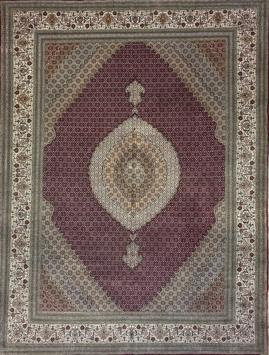 Hand-Knotted Persian Tabriz Mahi Rug - 10’x13’5”