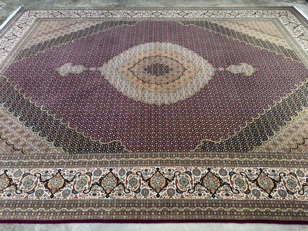 Hand-Knotted Persian Tabriz Mahi Rug - 10’x13’3”
